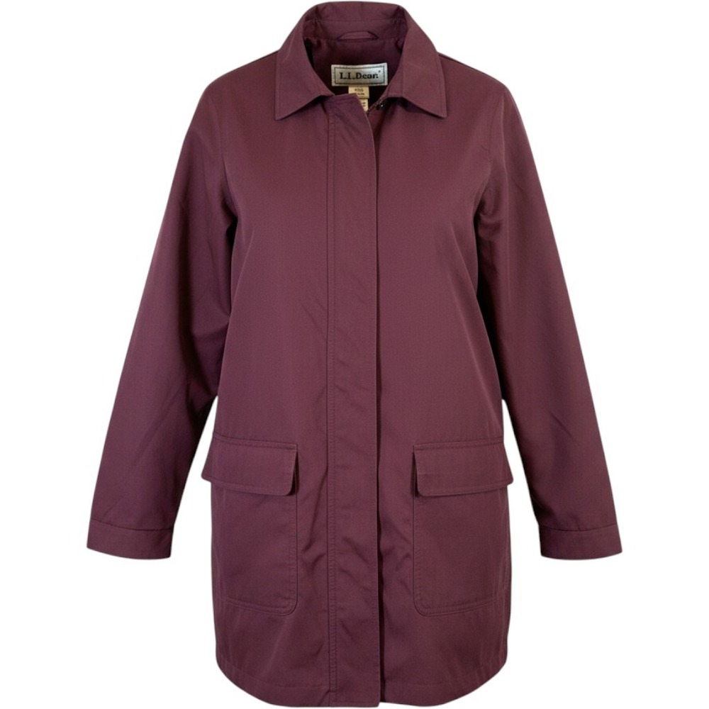 LL Bean Womens Barn Jacket Burgundy Utility Field Coat ONW89 Med Lined